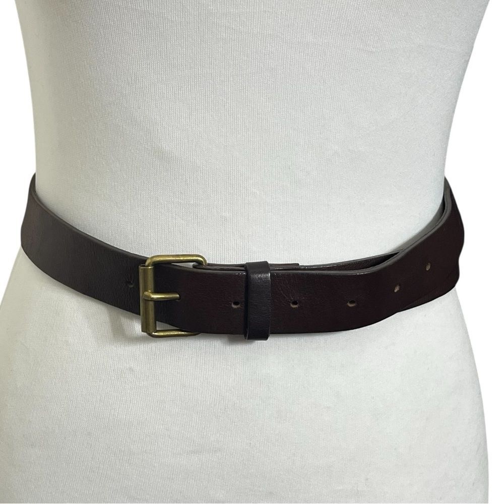 Lanvin Leather Belt Women's XS Brown Gold Tone Buckle Minimalist Classic France - Picture 2 of 15
